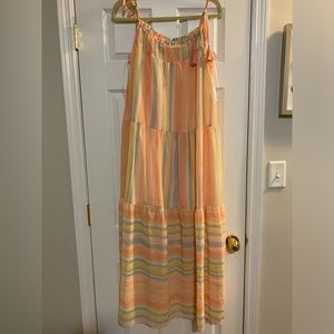 Grace + Karma Striped Tie Shoulder Maxi Dress Pastel Size Medium